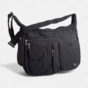 Lug Double Dutch Quilted Crossbody Tote Bag Black